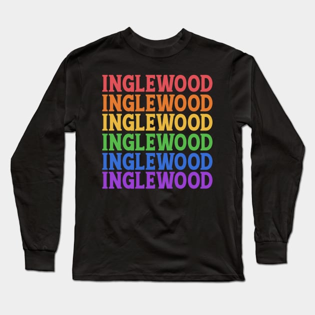 INGLEWOOD COLORFUL CITY Long Sleeve T-Shirt by OlkiaArt